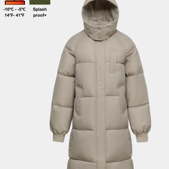 Women's Long Puffer Coat - Beige - Picture 1 of 3